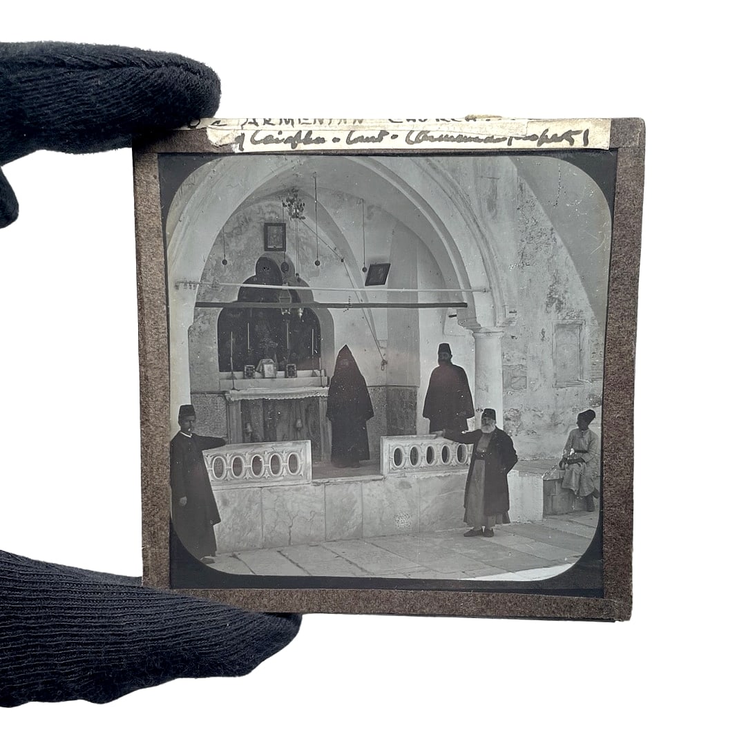 19th Century "Armenian Church in Constantinople" Glass Slide: 19th century "Armenian Church in Constantinople" glass slide. 8 x 8 cm