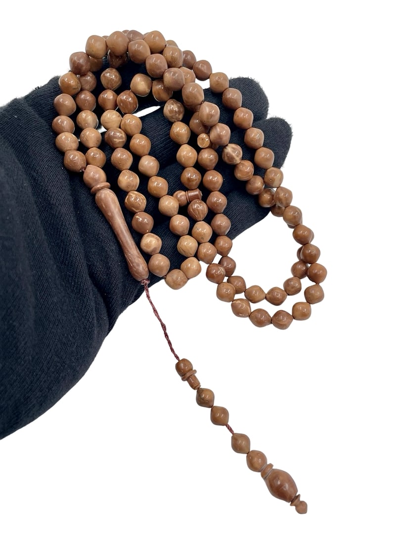 Ottoman Turkish Islamic 99-bead Coquilla Prayer Beads Rosary: Ottoman Turkish Islamic 99-bead coquilla prayer beads mishaba rosary, 34.8 grams, 49 cm. Combined shipping is available for this item.