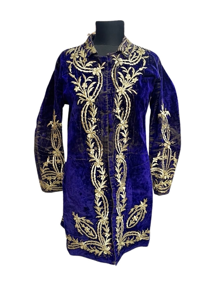 19th Century Ottoman Turkish Islamic Gold Embroidery on Velvet Bride's Jacket/Bindalli: 19th century Ottoman Turkish Islamic gold embroidery on velvet bride's jacket/bindalli