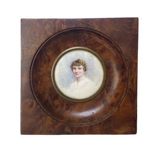 Early 20th Century French Handpainted on Ivory Artist Signed Miniature Portrait: Early 20th century French handpainted on ivory artist signed miniature mortrait. 12.3 x 12.5 cm. The item is intact with its original frame and its original curved glass cover. Combined shipping is av