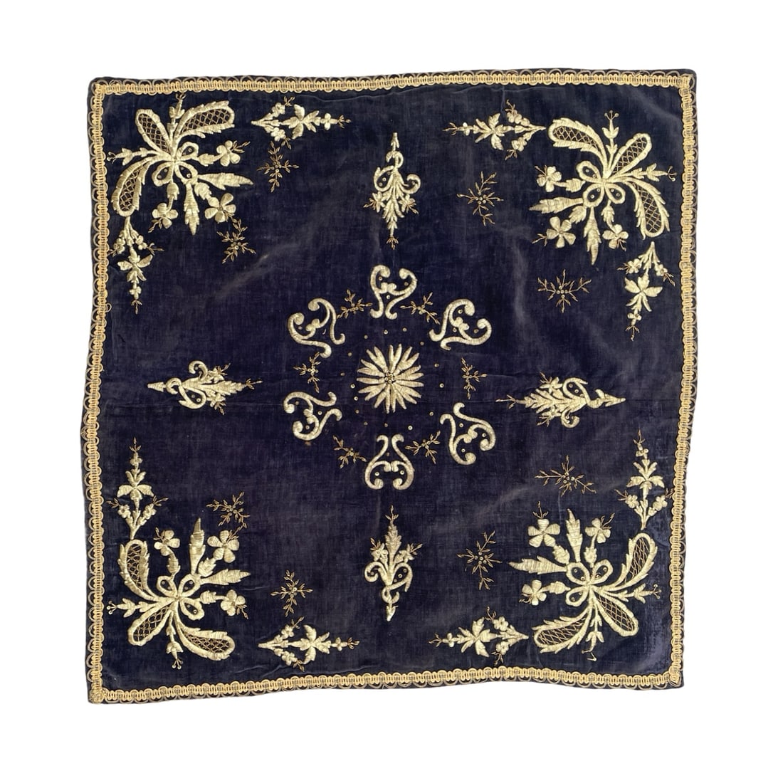 19th Century Ottoman Turkish Metallic Thread Embroidered Velvet Wrap Bohca (1 of 7)