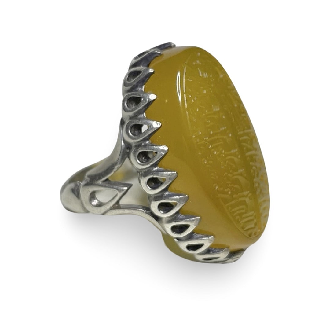 Old Middle Eastern Islamic Handcarved Carnelian Agate and Silver Seal Ring (1 of 10)