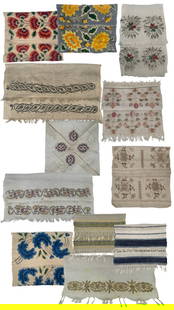 Lot of (12) Ottoman Turkish Peskir Towels: Description: Lot of (12) Ottoman Turkish textile peskir towels. Condition: overall condition is good, some stains and/or color loss due to their age, one of the towels has traces of color bleeding