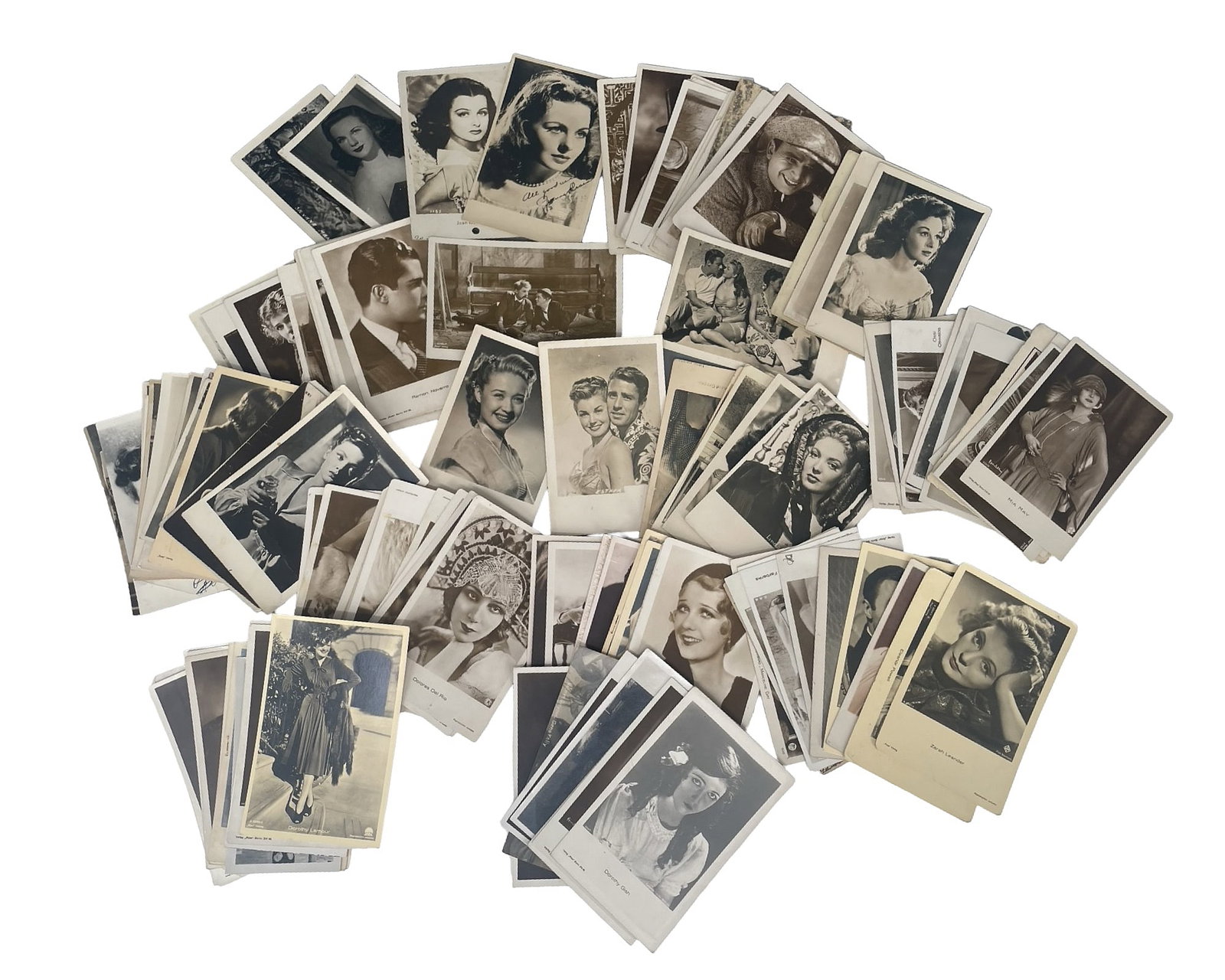 Lot of (120) 1930s-50s Movie Artists PPCs: Lot of (120) 1930s-50s Hollywood movie starts and artists PPCs photo postcards. We ship to the United States PROBLEM-FREE. All the packages will be shipped as DDP (Delivered Duty Paid) , so you won’