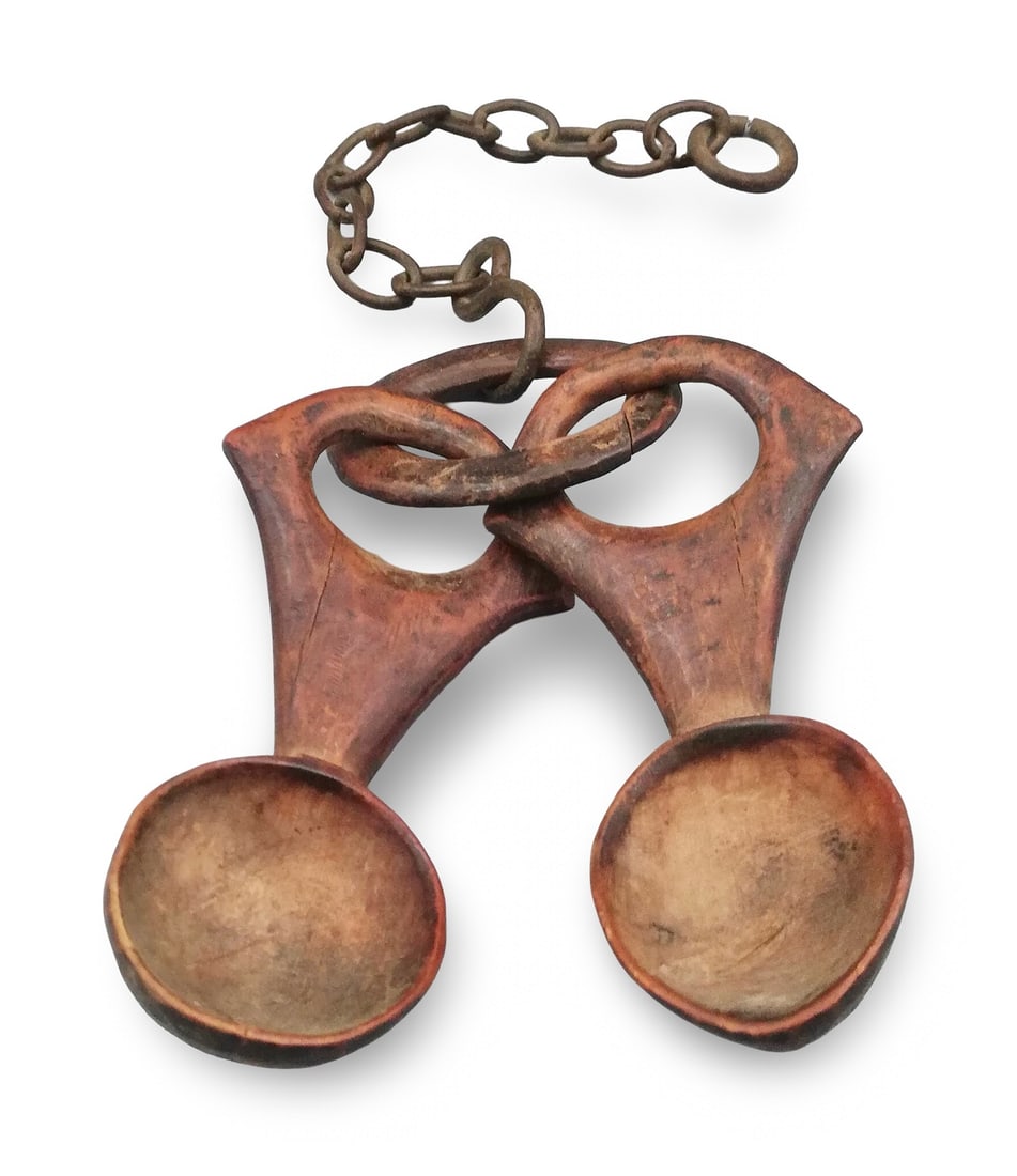 Pair of Islamic Middle Eastern Wooden Spoons from a Dervish Lodge: Pair of Islamic Middle Eastern wooden spoons from a dervish lodge. Each spoon is 8.5 cm long. We ship to the United States PROBLEM-FREE. All the packages will be shipped as DDP (Delivered Duty Paid) ,