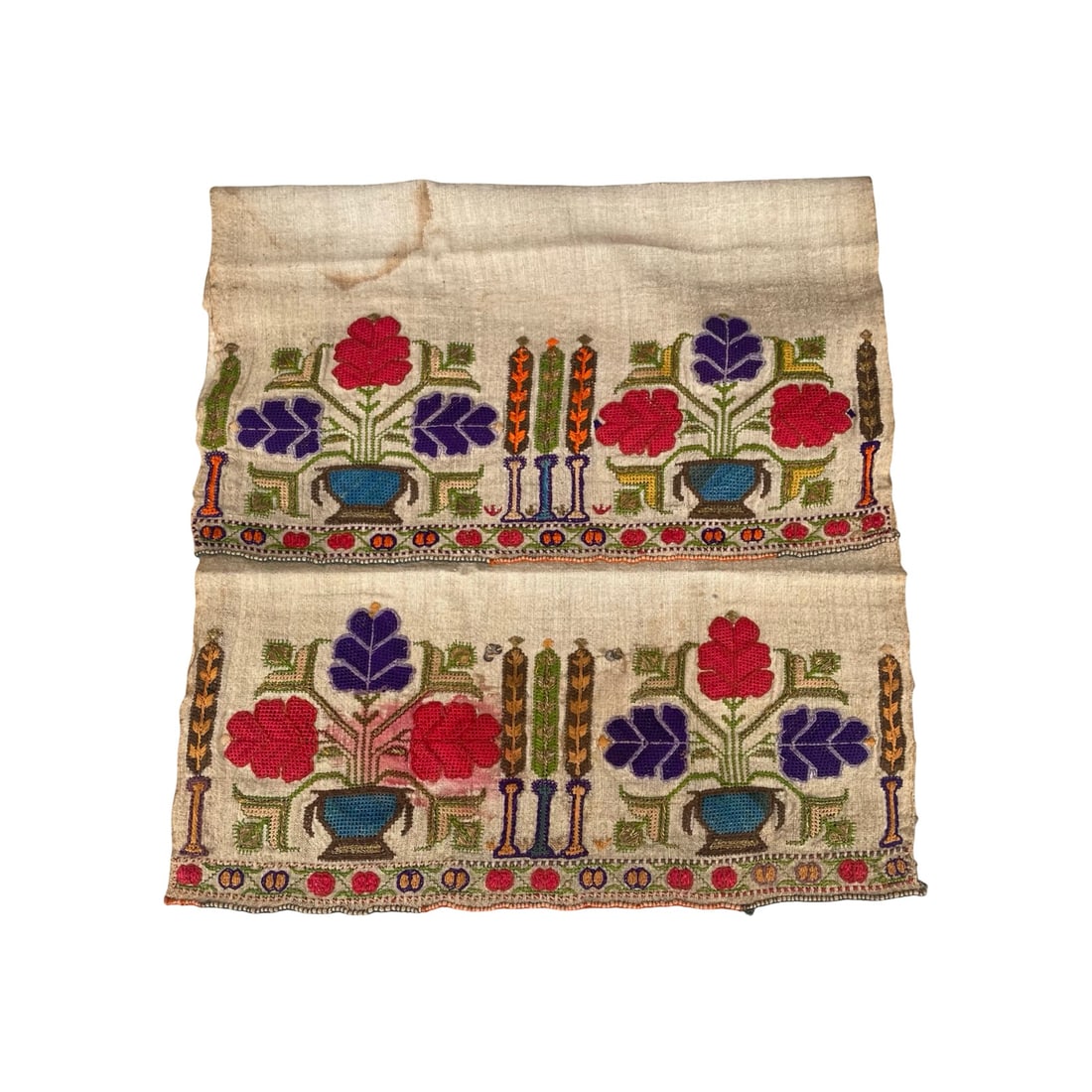 1900's Balkan or Anatolian Embroidered Towel: 1900's Balkan or Anatolian embroidered towel. Some stains due to its age. We ship to the United States PROBLEM-FREE. All the packages will be shipped as DDP (Delivered Duty Paid) , so you won’t have