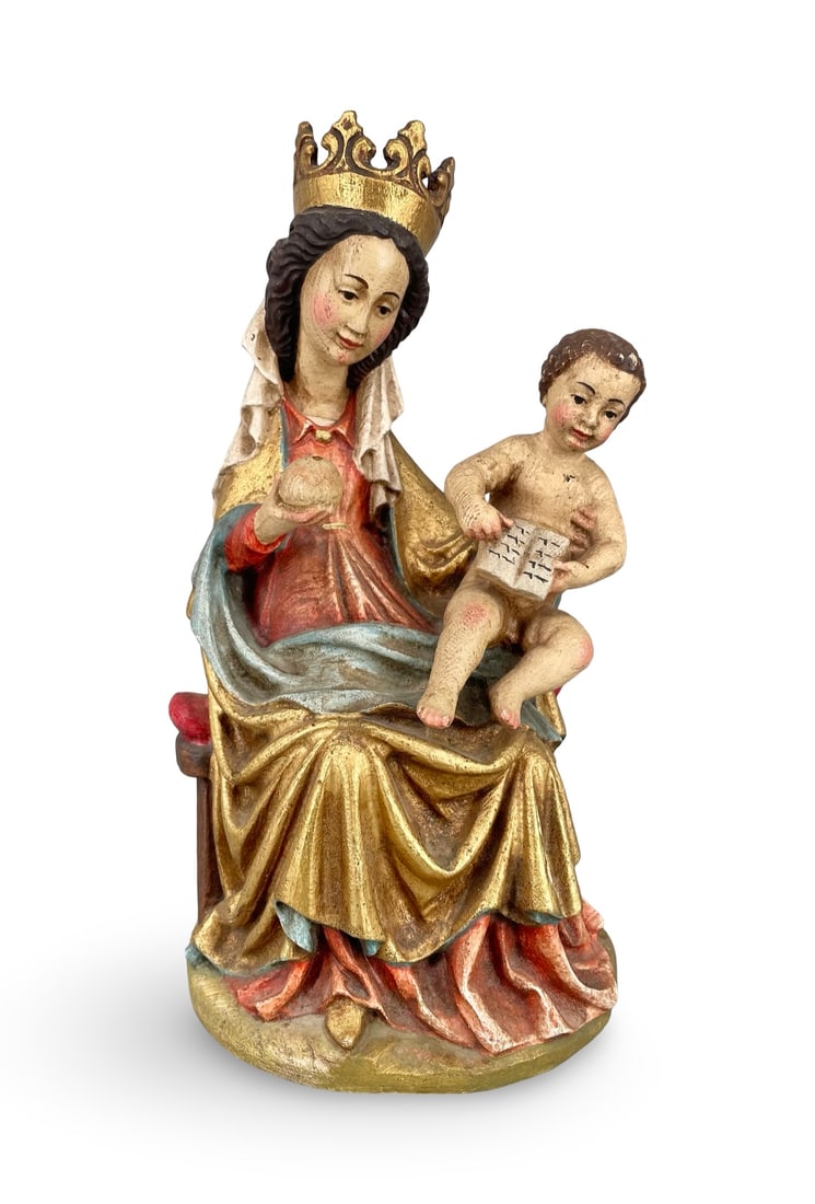 Mid 20th Century German Handcarved Wooden Figure Group of Mary and The Child (1 of 9)