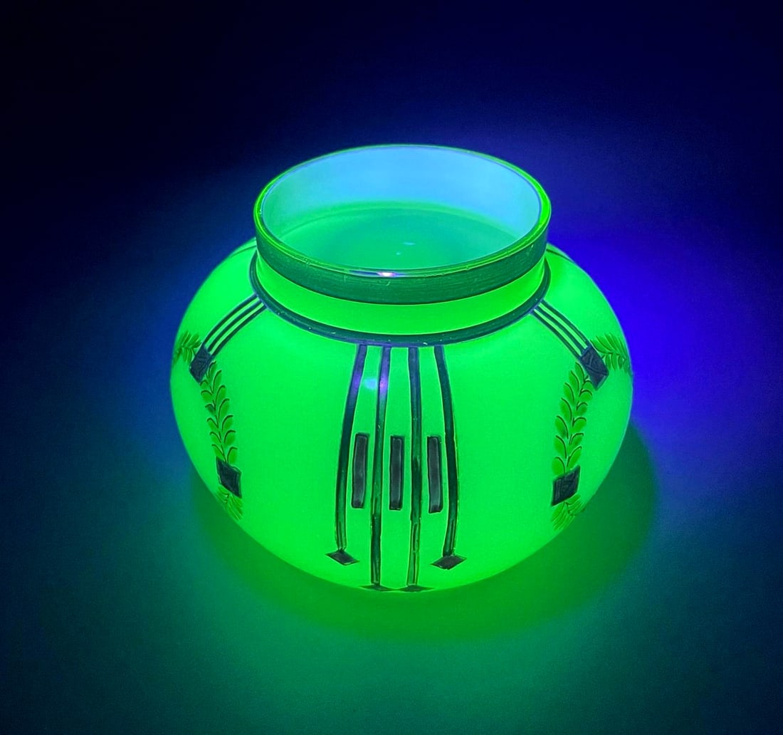 Art Deco Possibly Moser Uranium Opaline Glass Miniature Vase (1 of 8)