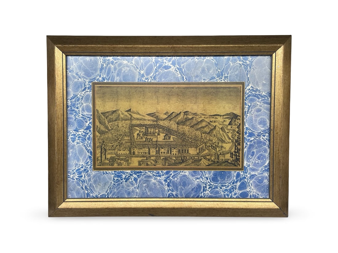 19th Century Mecca Print with Marbling Inner Frame (1 of 3)