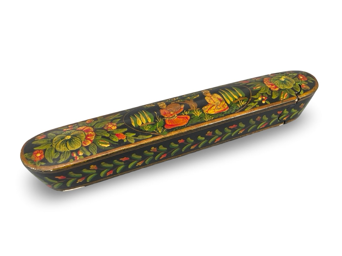 An Antique 19th Century Persian Qajar Lacquered Papier-Mâché Pen Box (Qalamdan) (1 of 7)