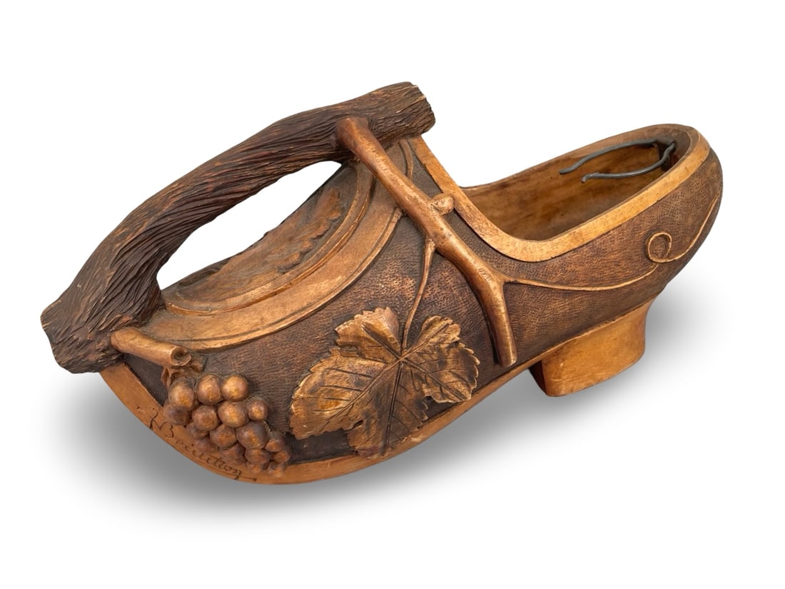 An Early 20th Century French Carved Walnut Sabot-Form Wine Holder by Jean Bouteillon (1 of 12)