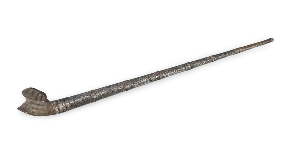 An Antique Southeast Asian Hill Tribe High-Grade Silver Smoking Pipe, Golden Triangle, Late 19th / (1 of 11)