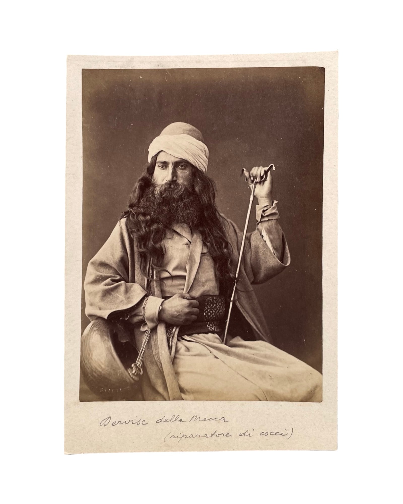 Pascal Sébah (1823–1886): Antique c.1870s Albumin Photograph of a Wandering Sufi Dervish (20x13.5 (1 of 5)