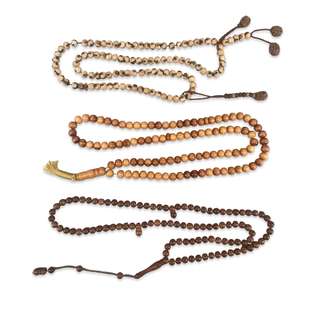 Collection of Three Vintage Islamic 99-Prayer Bead Strands (Tasbih) — Doum Palm Seed, Coquilla & (1 of 7)
