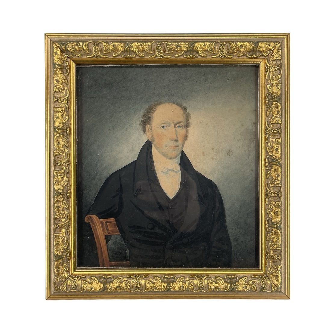 19th Century Biedermeier Gentleman Portrait Painting – Ornate Giltwood Frame (1 of 3)