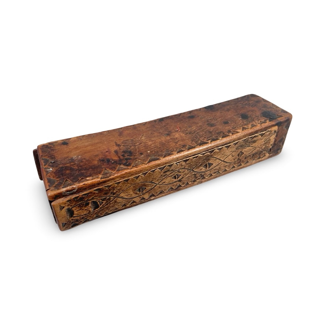 Antique 19thC Scandinavian Allmoge Wooden Sliding Box Hand-Carved Folk Art (1 of 19)