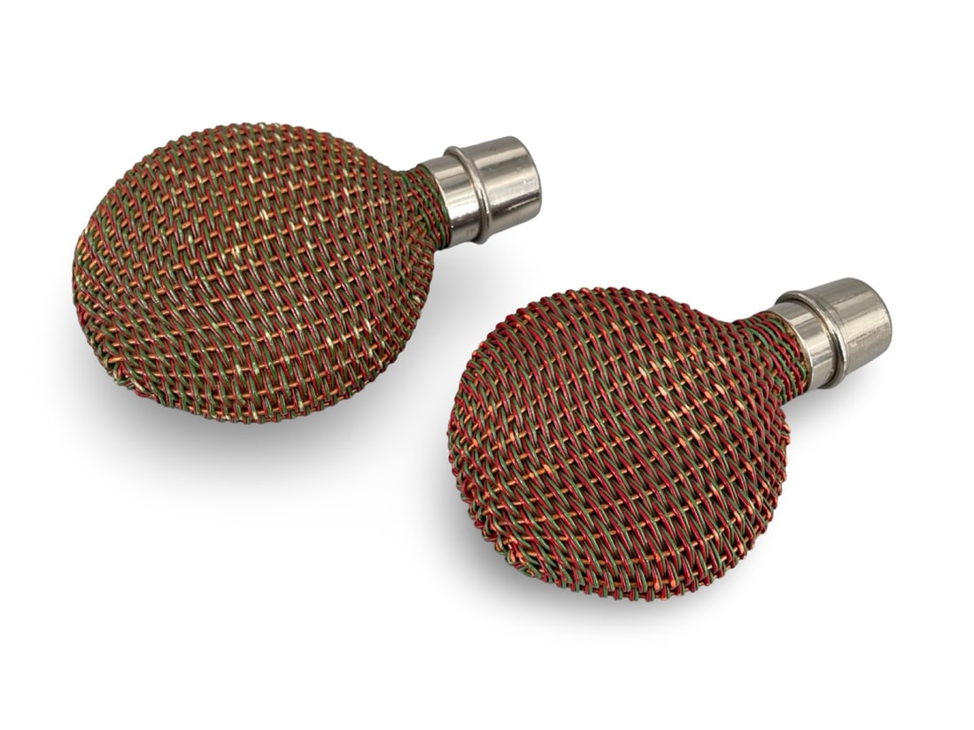 Pair of 19th Century French Wicker-Wrapped Glass Traveling Scent Bottles (1 of 9)