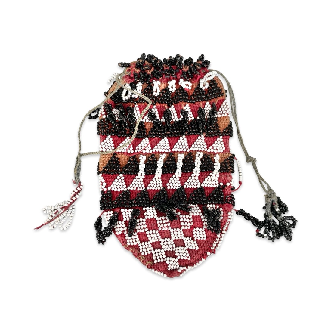 Antique Ottoman Bead-Crochet Amulet Pouch – Geometric Talismanic Coin Bag (1 of 4)