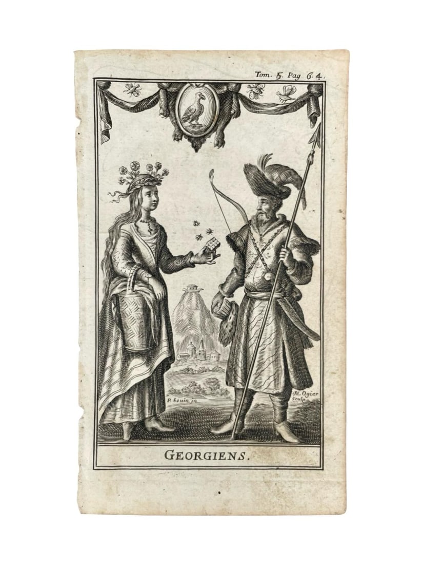 Antique 1717 Georgian Costume Engraving Sevin Ogier Georgiens Georgia Caucasus (1 of 1)