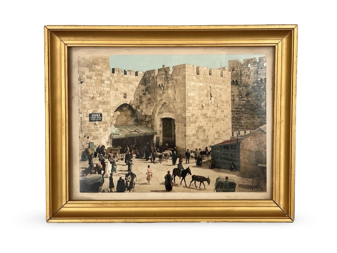 Antique c1900 Jerusalem Jaffa Gate Cook’s Tourist Office Photochrom Print Framed (1 of 5)