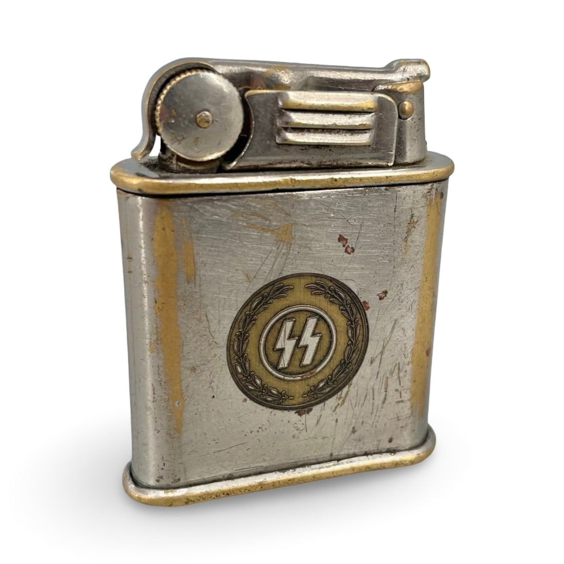 WWII German Third Reich Squeeze-Trigger Automatic Trench Lighter SS Runes Medallion: WWII German Third Reich Squeeze-Trigger Automatic Trench Lighter SS Runes Medallion. We ship to the United States PROBLEM-FREE. All the packages will be shipped as DDP (Delivered Duty Paid) , so you w
