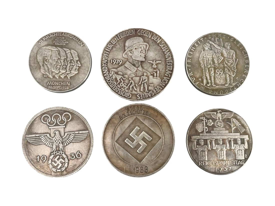 Collection of 6 WWII German Third Reich Commemorative Medals Munich Agreement Rally Coins (1 of 3)
