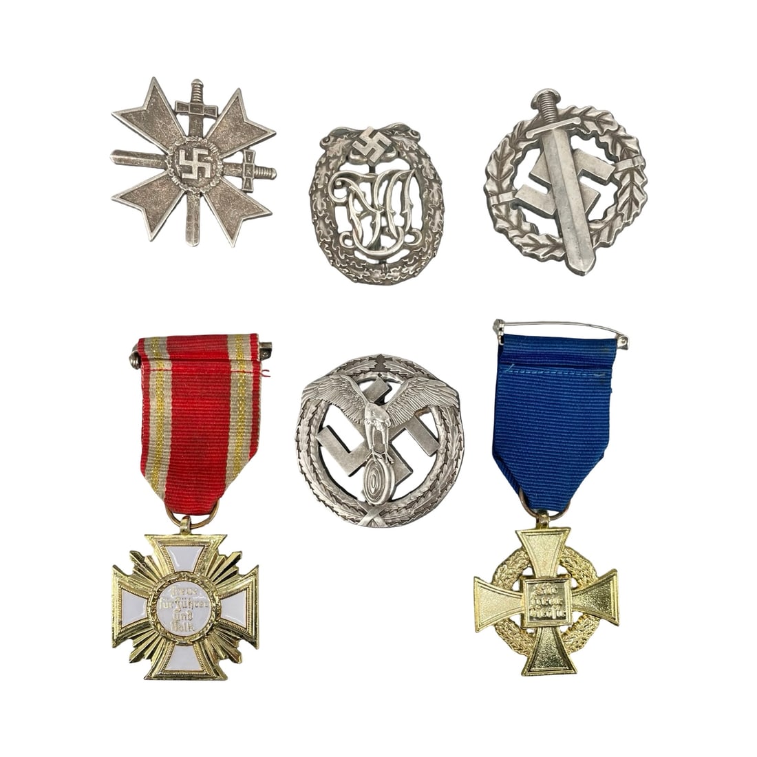Collection of 6 WWII German Third Reich Combat Badges RAD Mothers Cross Medal Lot (1 of 3)