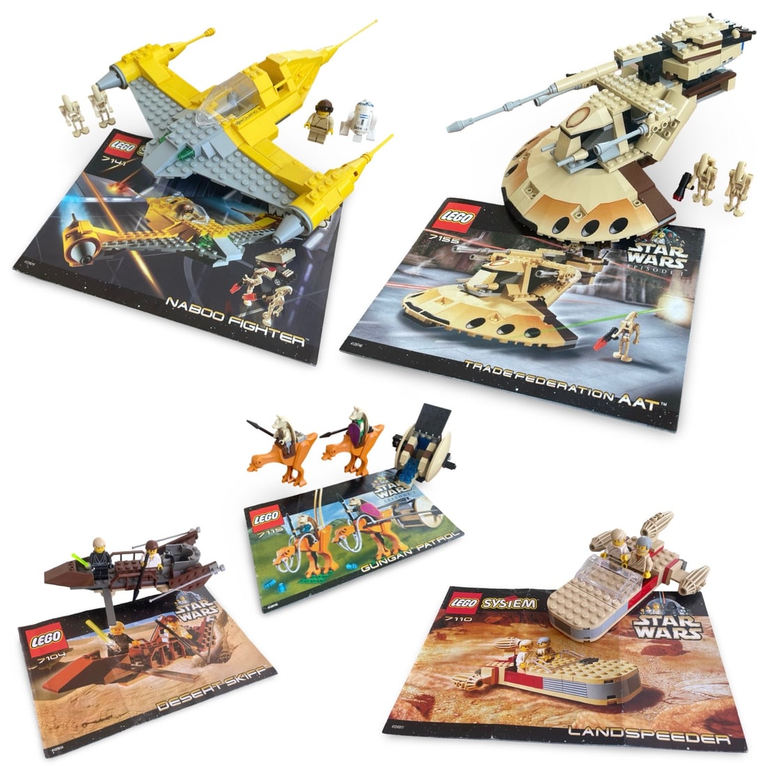 Vintage 2000’s Lego Star Wars Sets w/ Original Instruction Booklets: Vintage 2000’s Lego Star Wars Sets with Original Instruction Booklets. The items are sold as found. The condition of the brochures vary (please study the photos). Sets are mostly complete and in gre