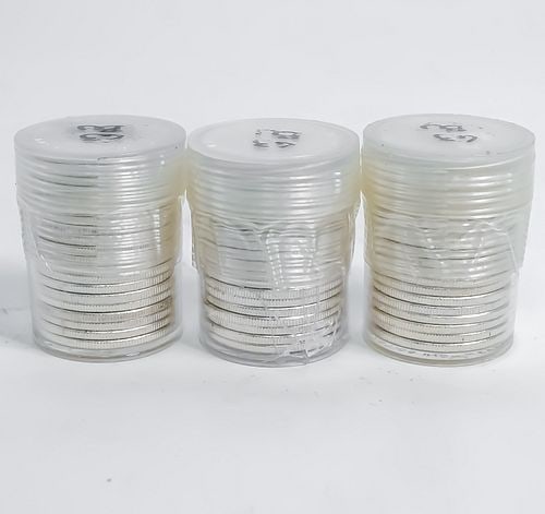 Lot 3 Rolls (60 Coins). All 1963 Benjamin Franklin Silver Half Dollar Rolls (60 Coins). Uncirculated (1 of 20)