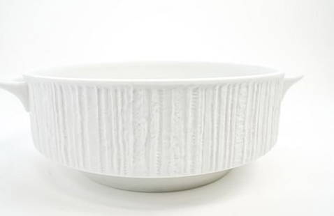 92- Piece Thomas Arcta Pattern (Discontinued Pattern: Active 1973-1991): 92- Piece Thomas Arcta Pattern (Discontinued Pattern: Active 1973-1991). White with embossed ribs including dinner plates, salad plates, cups and saucers, creamer, soup bowls, vegetable serving