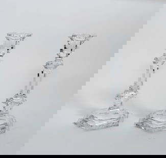 Baccarat Harcourt Candlesticks Pair (Set of 2): Hardcourt Candlesticks Serial # 2813863. H 8.78, W 10.28, L 13.50, Weight 3.99 lb, Crystal, made 2020, location France - Retail price $375.00 Each or $750 for two. A real Baccarat icon, the Harcourt