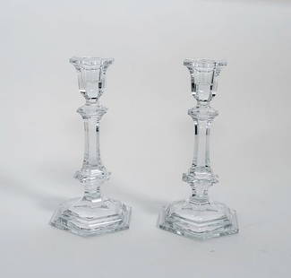 Baccarat Harcourt Candlesticks Pair (Set of 2): Hardcourt Candlesticks Serial # 2813863. H 8.78, W 10.28, L 13.50, Weight 3.99 lb, Crystal, made 2020, location France - Retail price $375.00 Each or $750 for two. A real Baccarat icon, the Harcourt c