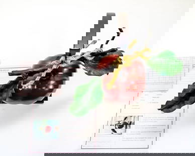 Clara Duque, Cast Bronze Hanging Apple, Edition #4 of 6 with COA.: Clara Duque, Cast Bronze Hanging Apple #4 of 6 with COA. Clara Duque is an internationally known artist that has participated from 1981 to 2011 in solo and group exhibitions at renown Galleries and