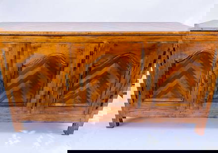 Italian Designer 1960s Oak and Walnut Cradenza Cabinet: Italian Designer 1960s Oak and Walnut Cradenza Cabinet