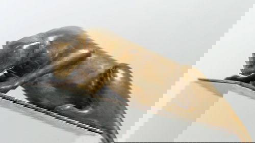 Loet Vanderveen, Bronze and Lucite Sculpture of Hunting Wild Cat, Number 42 of 300.: Loet Vanderveen (Dutch, 1921-2015). 10 in. x 16. In. A gold patina bronze figure of a wild cat in a pose as if hunting, set on an acrylic base. Marked on the acrylic base, Loet © 42/300.