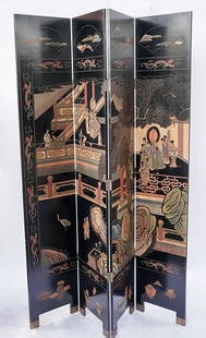 Asian Relief Panel Carved 8 Folding Screens 10ft: Asian Relief Panel Carved 8 Folding Screens 10ft. Two Separate Sections 4 Panels Each.