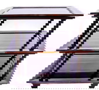 Barbara Barry Three Tiered Table 3459 for Baker Furniture Company.: Barbara Barry for Baker Etagere Mahogany Side Table. Barbara Barry Three Tiered Table 3459 for Baker Furniture Company. Constructed of Mahogany solid woods in a Java finish. Barbara Barry is among