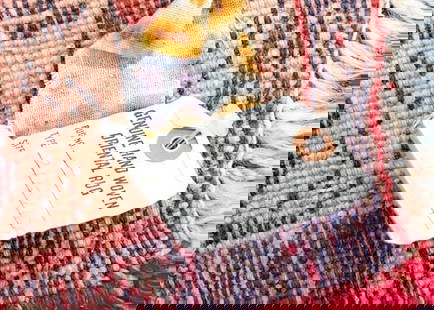 Original Handwoven Qashqai, Gashghai Rug: Handwoven Rug. Rug No. 17. Type 5143. Approximately 7 feet, 1 inches by 5 feet, 1 inches. The original purchase price was $4,800. Antique Persian Qashqai rugs (sometimes spelled Ghashghai, Kashgai,