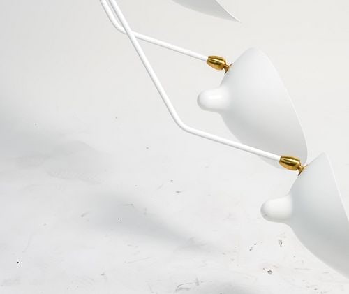 Serge Mouille Ceiling Lamp with 3 Rotating Arms in White (1 of 20)