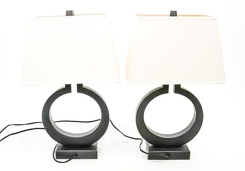 Pair of William Sonoma Madison "O" Oiled Bronze Lamps (1 of 13)