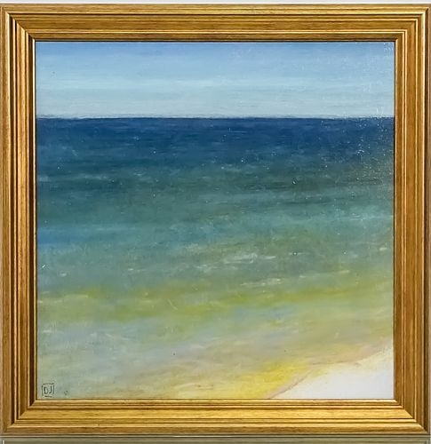 Donald Jurney: "Atlantic Summer Light" Original Oil Painting, Framed Panel 10 in. x 10 in., Framed (1 of 5)