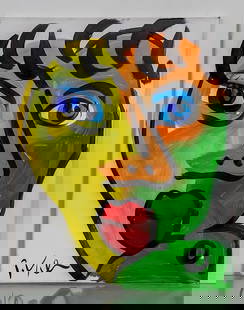 Peter Robert Keil Acrylic on Canvas "Faces" Series: Peter Robert Keil Acrylic on Canvas "Faces" Series. Dimensions: 18" in. x 12 in". One of Germany’s best contemporary painters, Peter Robert Keil's dynamic shapes and impressive choice of colors are