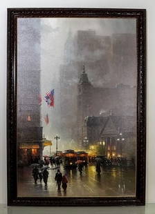 G Harvey "Lights of Broadway" Framed: One of his most famous paintings, G Harvey "Lights of Broadway" is Numbered 27 of 150 40 in. x 60 in., 2000. G. Harvey (Gerald Harvey Jones) (1933-2017) was an American traditionalist artist whose