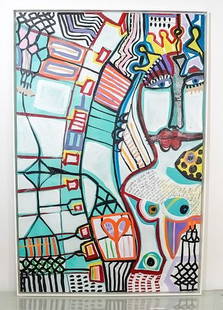 Alessandra Cola "Resta" 2017: Alessandra Cola "Resta" 2017. Signed three times (once on the front and twice on verso). Dimensions: 61 1/2" x 41" in. Alessandra Cola is a famous article in Costa Rica. She was born in Rome, Italy