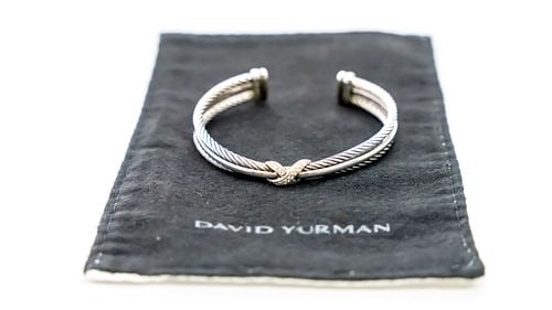 Authentic David Yurman Cuff Bracelet, Crossover X Bracelet Sterling Silver with Diamonds, 7mm (1 of 2)