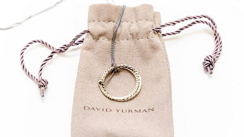 Authentic David Yurman Box Chain with Oval Ring - Crossover Pendant Necklace Sterling Silver with (1 of 4)
