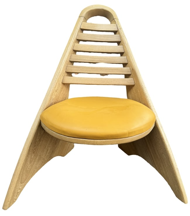 Custom Mid-Century Modern Orange Custom Corner Chair. Dimensions: Height: 38 in. Width: 23 in. Depth (1 of 4)