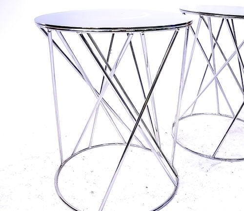 Pair of Mid-Century Modern Chrome Side Accent Tables (1 of 6)