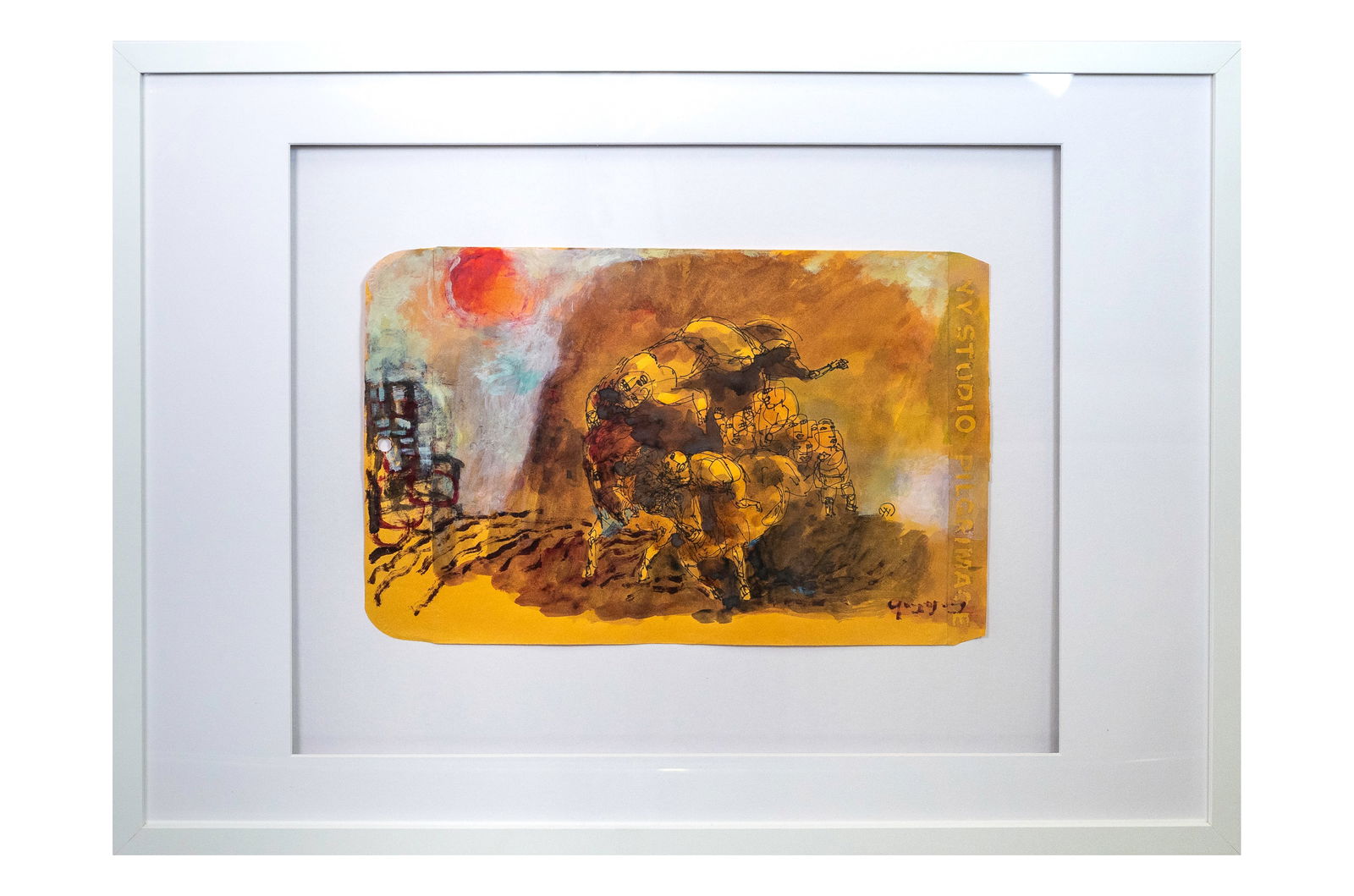 Yang Yang's Contemporary Watercolor and Pen Framed Mixed Media Art Miami 2024 (1 of 4)
