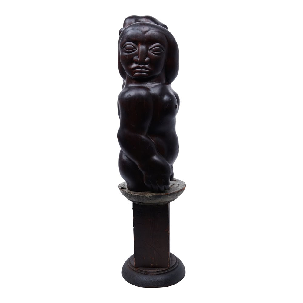 WPA Hand-Carved Wooden Mahogany Deco Sculpture (1 of 6)